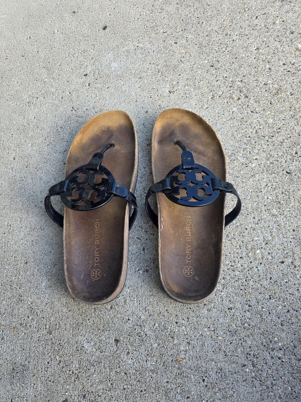 Tory Burch Women's Black Miller Thong Sandals Size 9.5